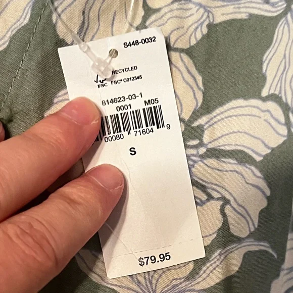 NWT GAP Sage Green and White Floral Maxi Dress - Picture 3 of 4